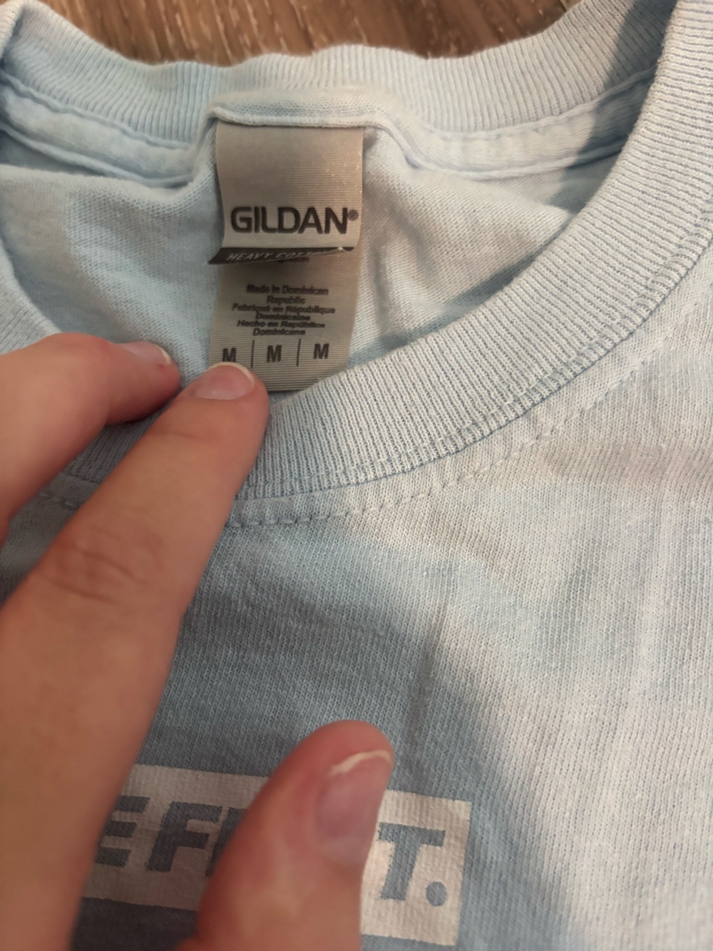Gildan Light Blue 'LOVE FIRST' Crew Neck Tee - Picture 2 of 2